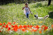 Female, field, flower, girl, spring, young, F57-1148039, AGEFOTOSTOCK