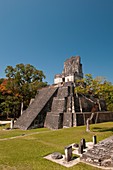 Temple II and Grand Plaza, Tikal mayan archaeological site, Guatemala