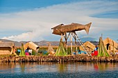 The floating Islands in Lake Titicaca, Peru, South America