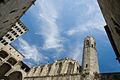 Plaza del Rey y Capilla Real de Santa Águeda, King's Square and St Agatha Royal Chapel, Barcelona, Catalonia, Spain