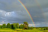 A rainbow after a strom. Podlasie region. Eastern Poland