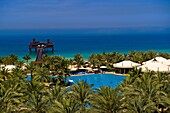 Swimming pool and beach at the Madinat Jumeirah resort hotel, Dubai, United Arab Emirates
