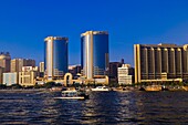 Looking across Dubai Creek to the Deira section of Dubai City, Dubai, United Arab Emirates