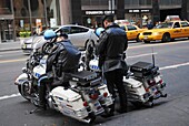 Two motorcycle police guard in Manhattan