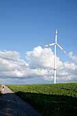 Windkraftanlage, Biebelried, Unterfranken, Bayern, Deutschland