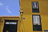 yellow facade of a house, Granadilla de Abona, South Tenerife, Canary Islands, Spain