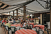 tables and guests at the restaurant El Monasterio, Los Realejos, Tenerife, Canary Islands, Spain