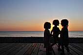 Little Girls On The Boardwalk, Seaside, Somme (80), Picardy, France