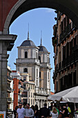 San Isidro Church Seen From The Cuchilleros Arch, Calle De Toledo And Plaza Mayor, Madrid, Spain