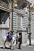 Changing Of The Guard In Front Of The Royal Palace (Palacio Real), Calle Bailen, Madrid, Spain