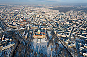 Luftaufnahme von Hannover im Winter, Niedersachsen, Deutschland