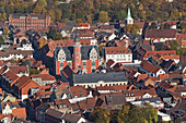 Aerial view of Helmstedt old town, Juleum Novum, former university auditorium, Weser Renaissance, Lower Saxony, Germany