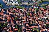 Luftbild der Altstadt auf der Schwingeinsel, Stade, Niedersachsen, Deutschland