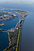 Aerial shot of harbor, Wilhelmshaven, Lower Saxony, Germany