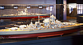 Model battleship at International Maritime Museum Hamburg, Hanseatic city of Hamburg, Germany, Europe