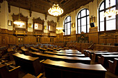 Menschenleerer Plenarsaal der Bürgerschaft, Hamburger Rathaus, Hansestadt Hamburg, Deutschland, Europa