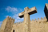 Cross next to the castle walls of Trancoso village, in Beira Alta Guarda District Portugal