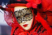 A masked woman at the carnival in Venice, Italy, Europe