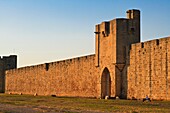 The city walls of Aigues Mortes in France, Europe