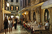 Guests in restaurant Proto in old town in the evening, Dubrovnik, Dubrovnik-Neretva county, Dolmatia, Croatia
