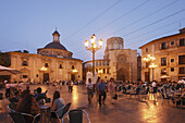 Straßencafe, Kathedrale, Catedral de Santa Maröa de Vale,  Placa de la Virgen, Provinz Valencia, Valencia, Spanien