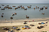 Harbor with fishing boats and coracles, Mui Ne, Binh Thuan, Vietnam