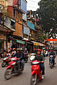 Moped riders, old town, Hanoi, Bac Bo, Vietnam