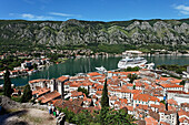 Stadtansicht von Kotor und Bucht von Kotor, Montenegro, Europa
