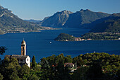 Blick von Plesio nach Bellagio, Comer See, Lombardei, Italien