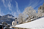 Blick über Oberaudorf im Winter, Inntal, Winter in Bayern, Deutschland, Europa