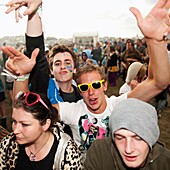 People enjoying the music and atmosphere at The Square Music Festival, Borth, Wales UK July 2009