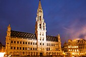 The Hotel de Ville and Grand Place at Night Brussels Belgium