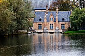 House on the southern bridge at Minnewater Bruges Belgium