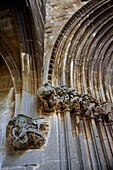 Architectural detail, Gothic collegiate church of Santa Maria, Ujue, Navarre, Spain