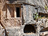 Ancient Lycian rock cut tombs in Tlos South West Turkey