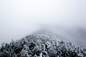 Franconia Notch State Park - The summit of Cannon Mountain covered in rime ice during the autumn months Located in the White Mountains, New Hampshire USA