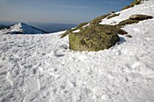 Appalachian Trail - Scenic views from the summit of Mount Lafayette during the winter months in the White Mountains, New Hampshire USA