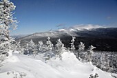 Presidential Range from the summit of Mount Jackson during the winter months in the White Mountains, New Hampshire USA at dawn