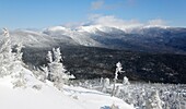 Presidential Range from the summit of Mount Jackson during the winter months in the White Mountains, New Hampshire USA at dawn