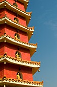 Red pagoda at the ten thousand buddhas monastery Sha Tin Hong Kong China