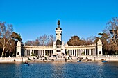 King Alfonso XII memorial, Estanque Lake, retiro Park, Madrid, Spain