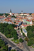 aerial overview of Old Town Tallinn from Sokos Viru hotel, estonia, northern europe