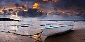 Dusk light over Appledore and the Torridge and Taw estuary viewed from the beach at Instow in Devon, United Kingdom