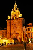 La Grosse Horloge in La Rochelle, France at night