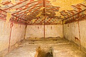 europe, italy, lazio, tarquinia, necropolis of monte calvario, tomb of the hunter, 510-500 BC