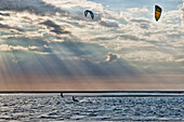 Kitesurfer on the North Sea, North Sea Spa Resort Langeoog, East Frisia, Lower Saxony, Germany