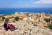 Ruins on Capo d'Occi above Algajola village, North-west coast, Balagne region, Corsica, France, Europe