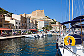 Bonifacio harbour, south coast, Corsica, France, Europe