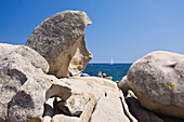 Felsen am Strand von Palombaggia, Korsika, Frankreich
