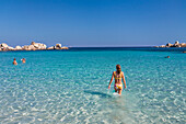 Strand von Palombaggia, Südostküste, Korsika, Frankreich, Europa, Model released
